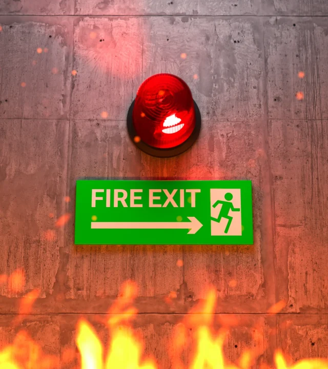 emergency exit sign with siren light direction emergency exit